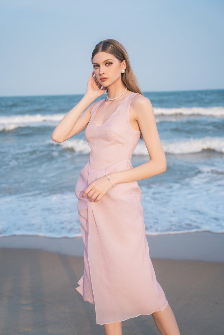 DARLING DIVA Đầm cổ V dáng ôm xếp tà Tove Dress