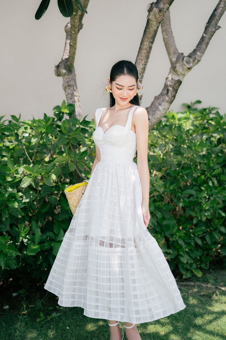 DARLING DIVA Đầm midi xẻ ngực xòe Eirian Dress