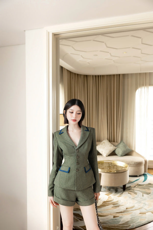 FEVER SET - SET ÁO QUẦN CÔNG SỞ DÁNG VEST GAM XANH THANH LỊCH