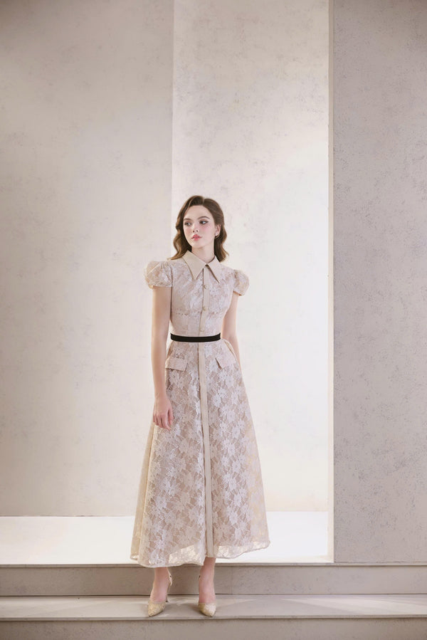 ELLIOT DRESS - ĐẦM TAY HẾN CÔNG SỞ DÁNG DÀI HỌA TIẾT