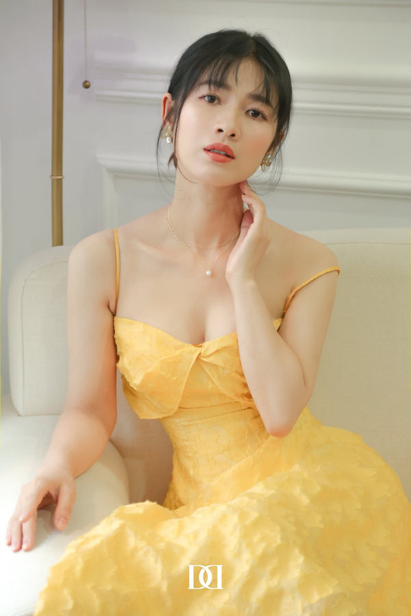 Natalie Dress - Đầm midi nơ ngực ôm xòe