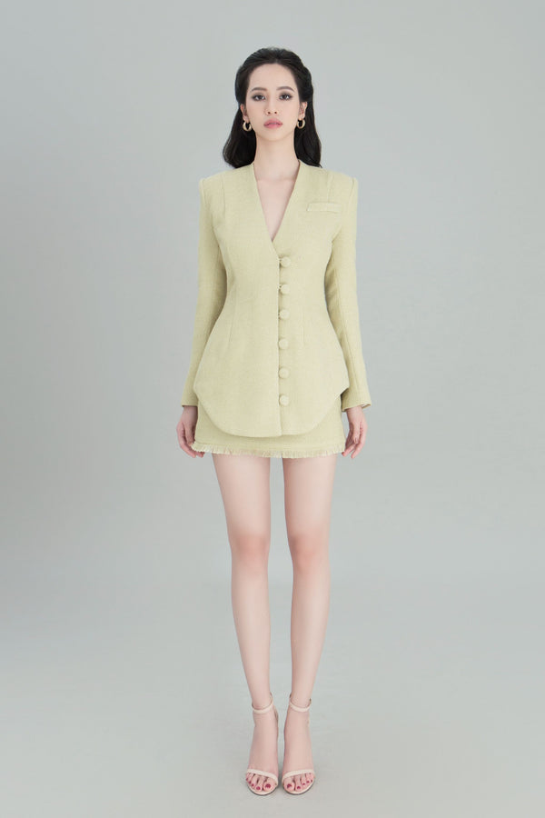 Áo Blazer Ôm Cách Điệu & Chân Váy Chữ A Thanh Lịch Caset Set
