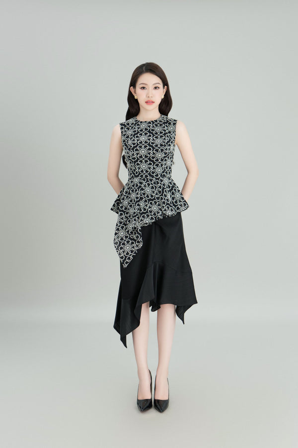 Chân váy midi lệch tầng xoè Spade Skirt