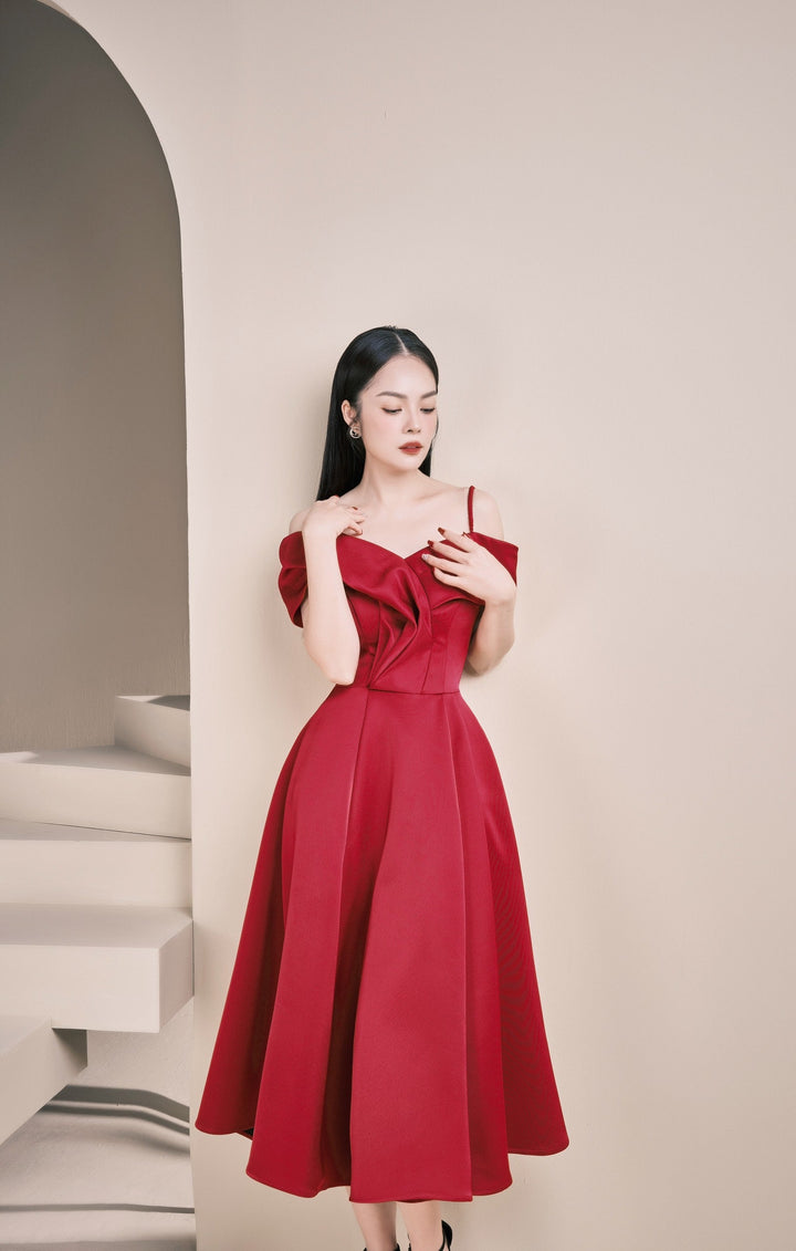 darlingdiva.vn Đầm Midi Cổ V Choàng Vai Ratih Dress